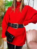 Maxi maglione top quality collo alto Rosso