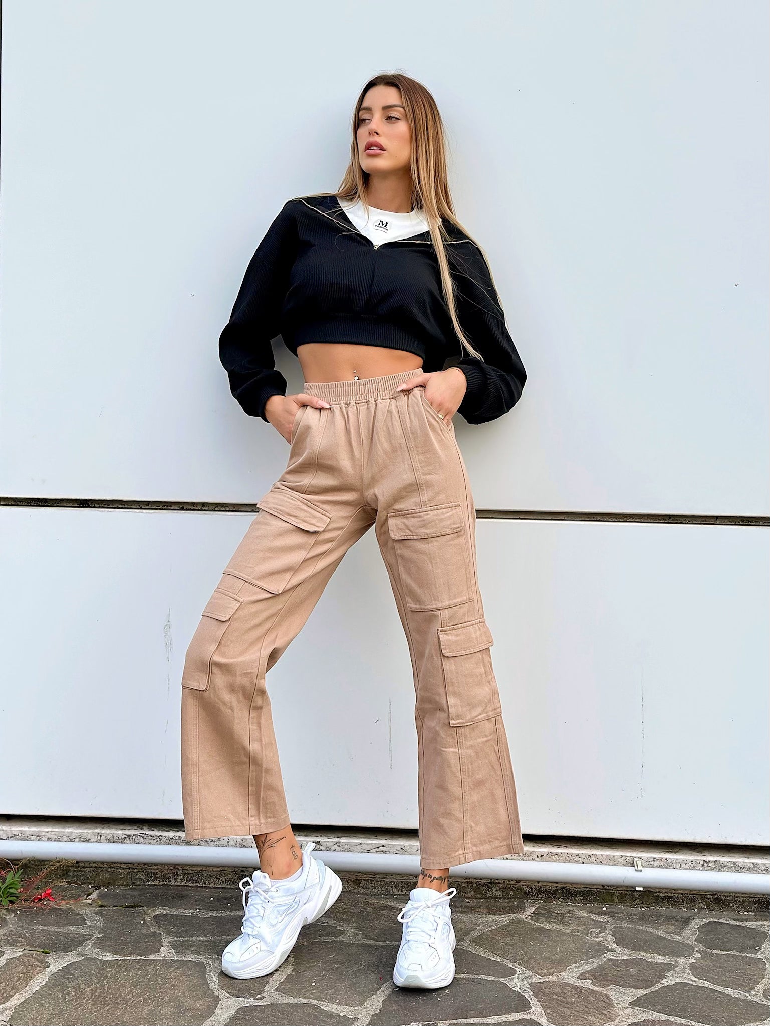 Jeans cargo Camel con tasche
