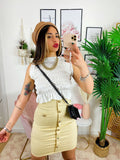 Gonna midi con bottoni Beige