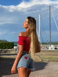 Top plissettano rosso