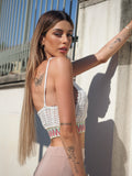Top crochet bianco con ricamo