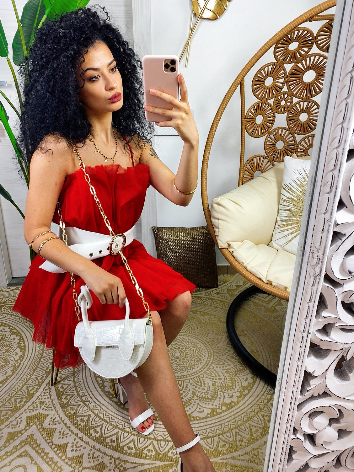 Abito a balze rosso Venere