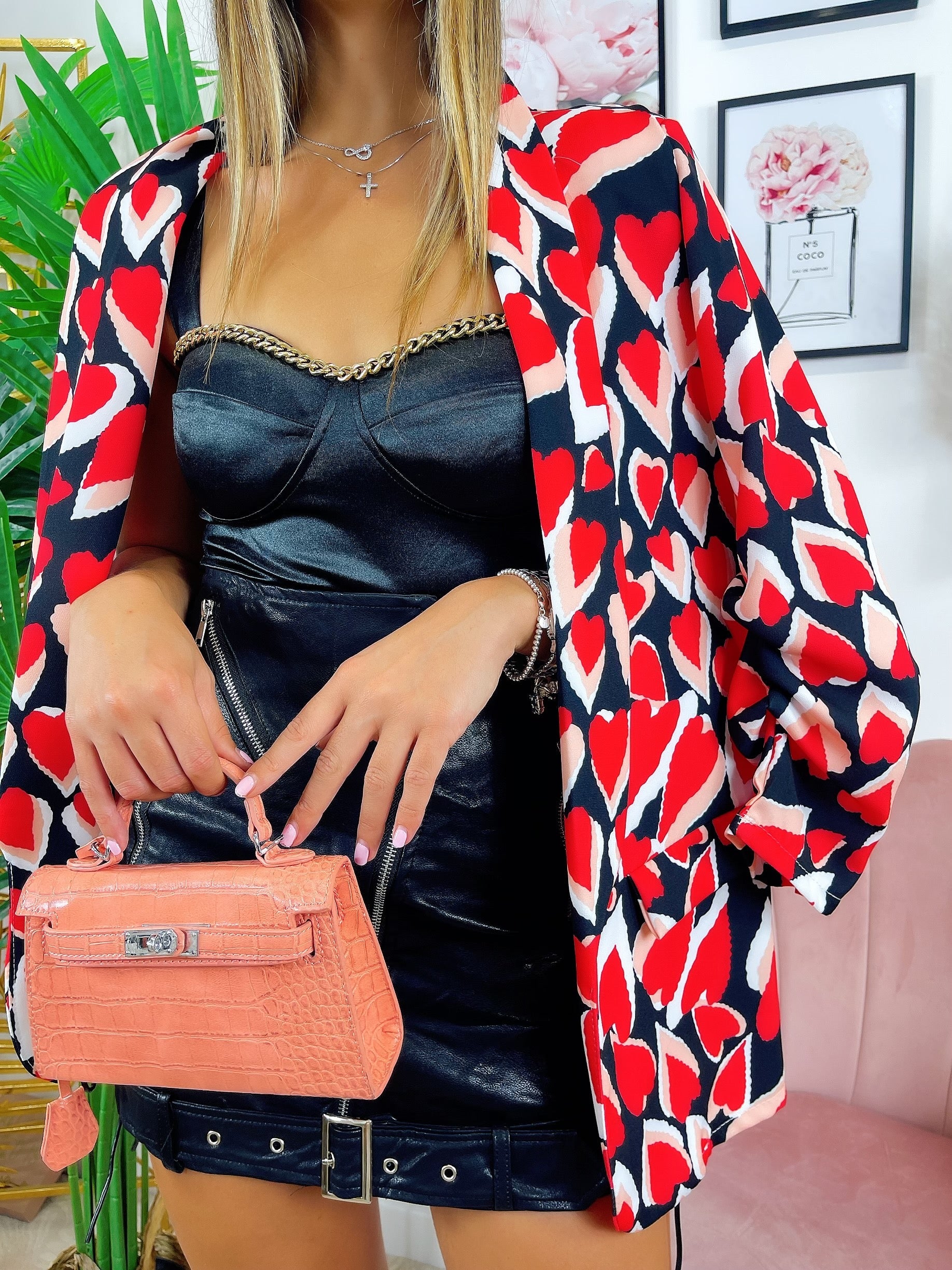 Giacca con Cuori base nera