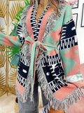 Cardigan con frange menta