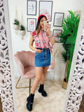 Camicia smanicata con borsetta base Rosa