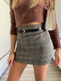 Gonna in tweed nero beige