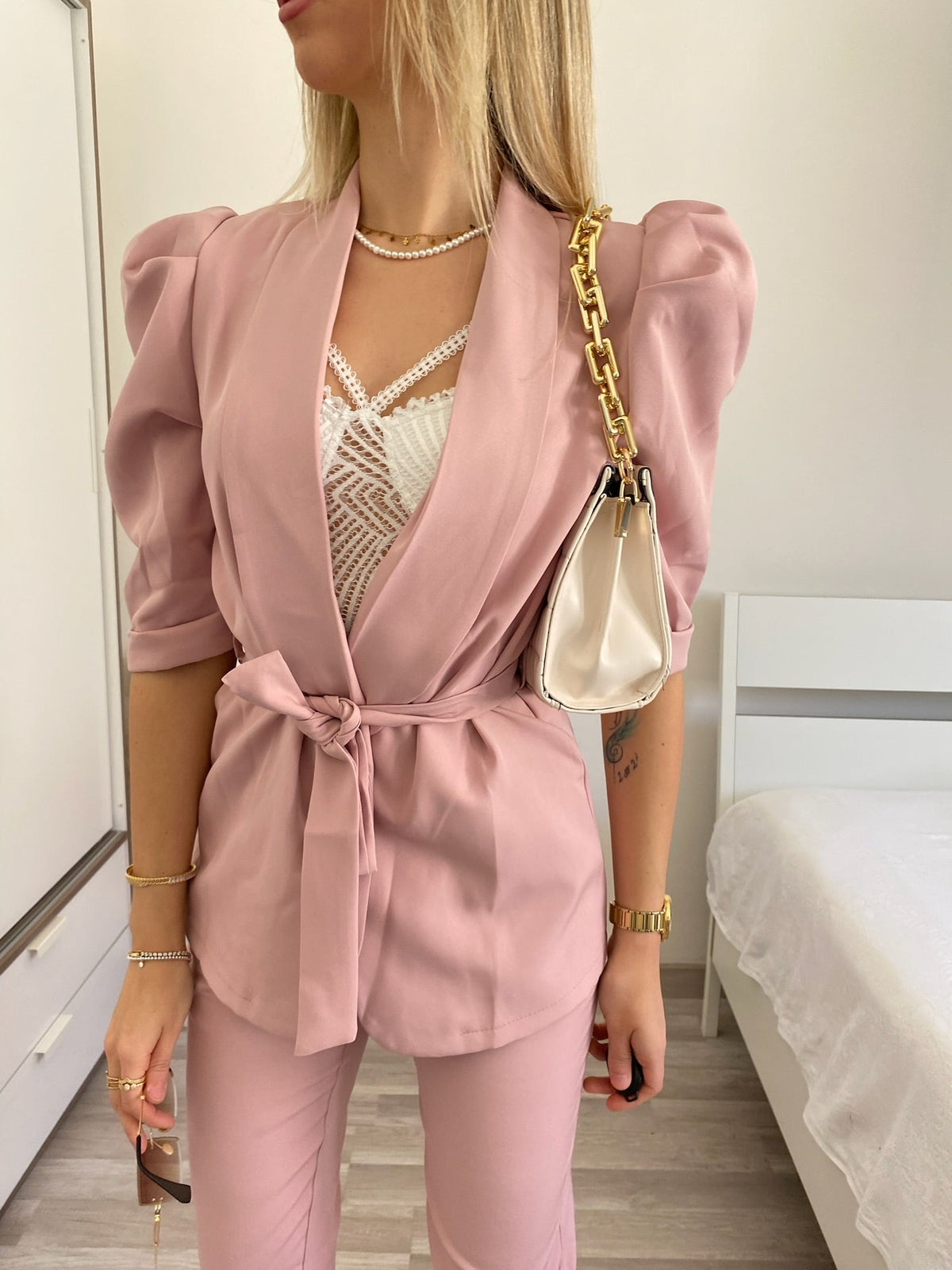 Completo giacca e pantalone cipria