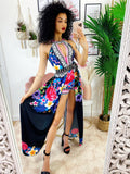 Tutina a fiori con maxi gonna