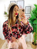 Camicia fiorata base nera