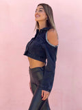 Giacca di jeans con catena argento