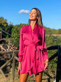Abito in raso fuxia