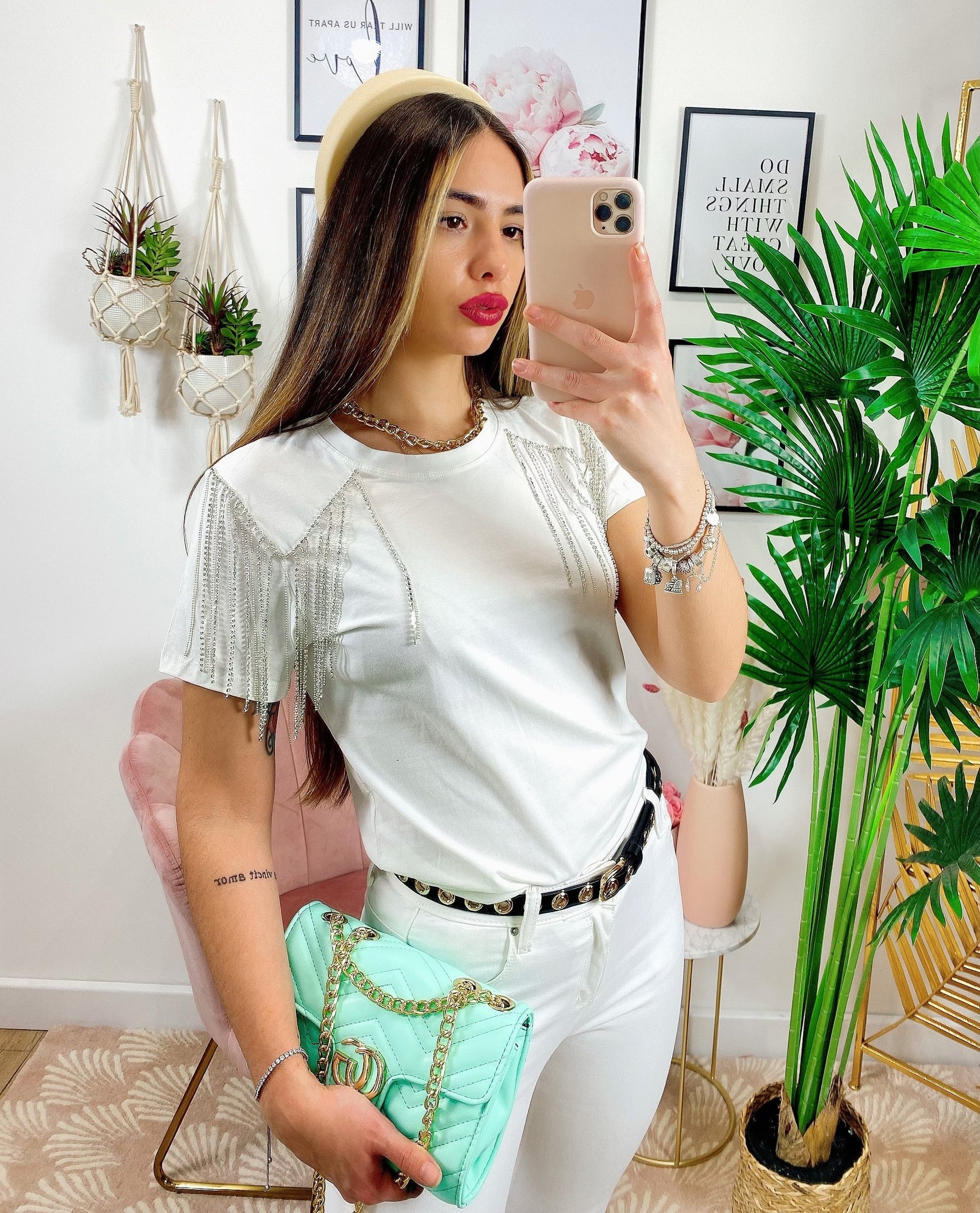 T-shirt con strass
