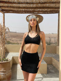 Completo top e gonna corta nero lurex