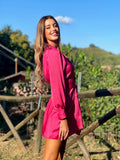 Abito in raso fuxia