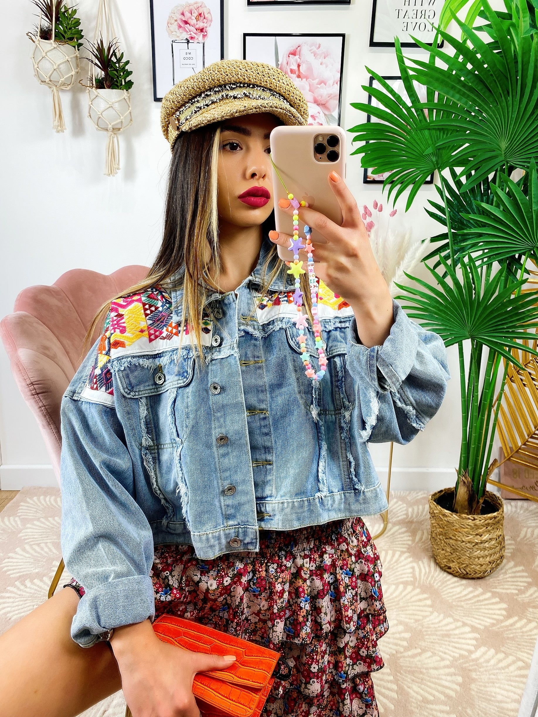 Giacca di jeans con Ricami