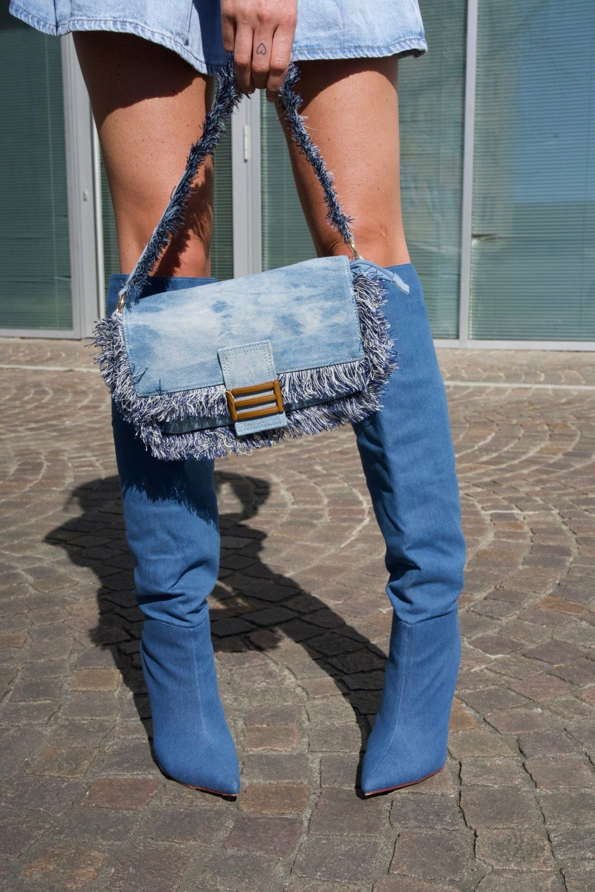Stivale alto in jeans