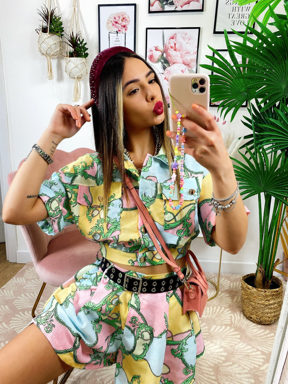 Completo etnico Short e Giacca base Rosa