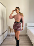 Gonna in tweed Fuxia a rombi