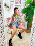 Camicia floreale con borsetta