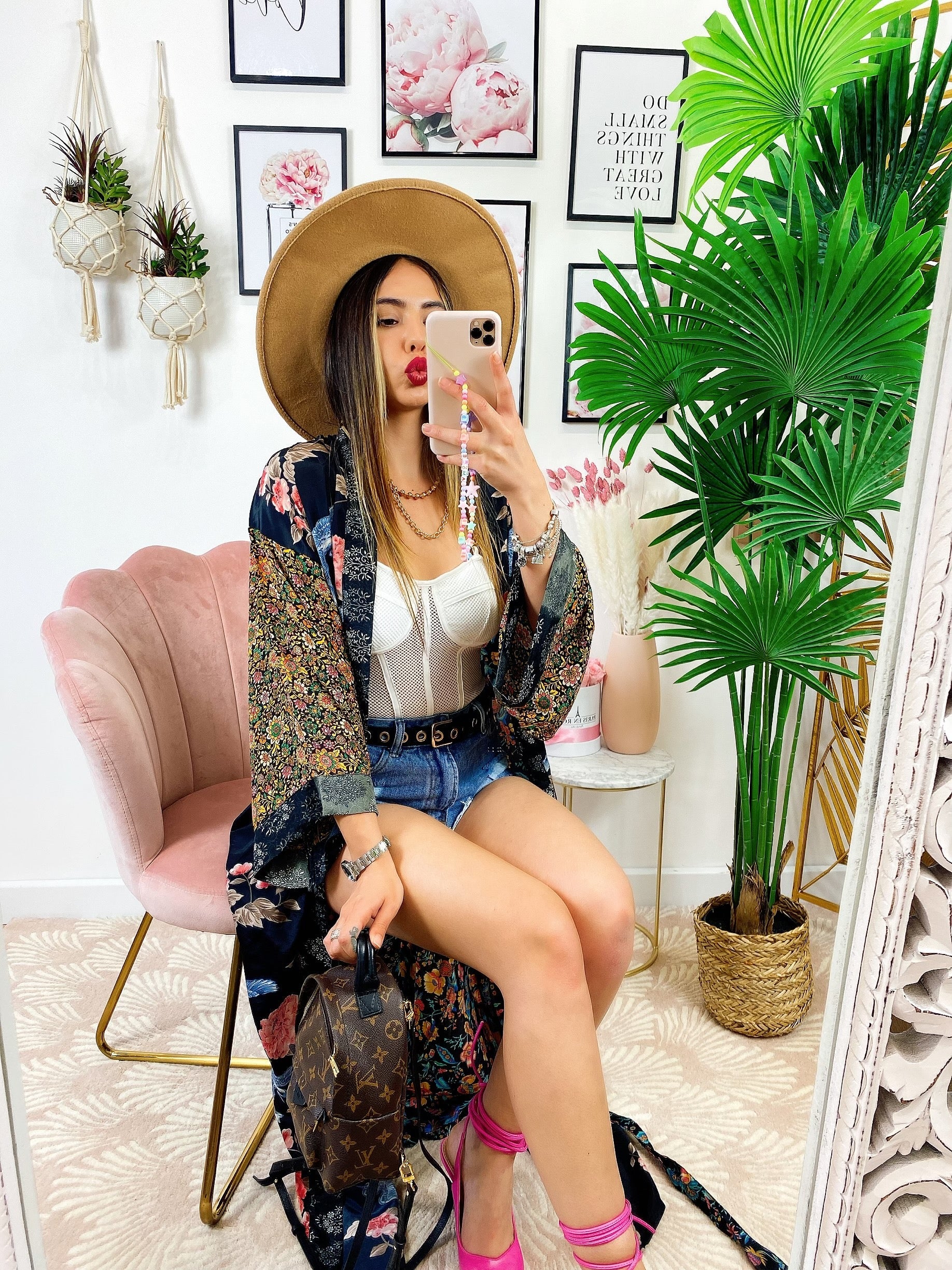 Kimono in seta etnico base nera