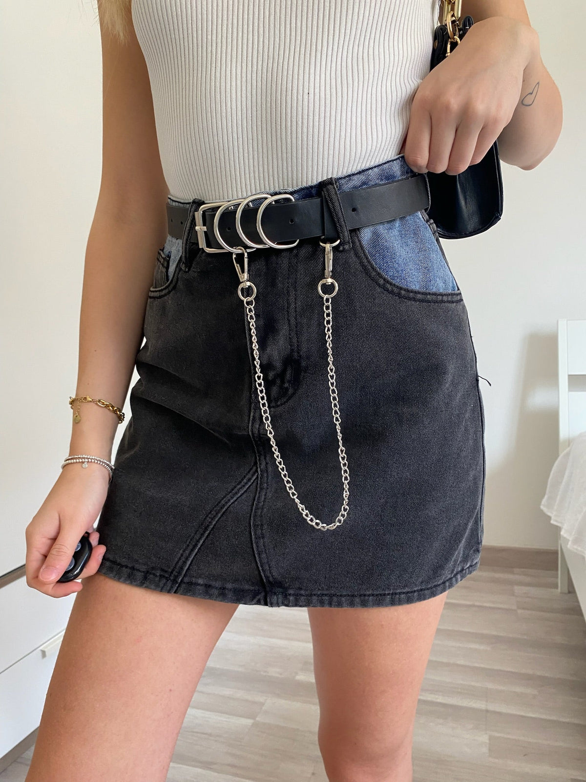 Gonna di Jeans compresa cintura Black