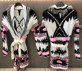 Cardigan Rosa con frange e cinta