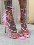 Tacchi con piume Rosa Barbie