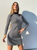 Abito in maglia a fantasia nero e bianco