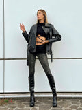 Giaccone di ecopelle over black