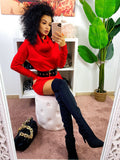 Abito in maglia collo alto rosso