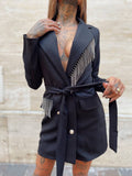 Abito a blazer nero con frange