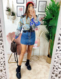 Camicia etnica base blu