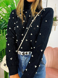 Maglione top quality con perle nero
