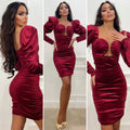 Abito sensual velluto glitter Bordeaux