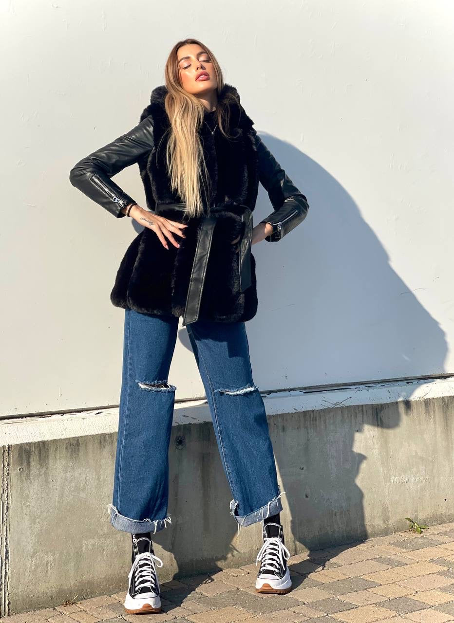Smanicato in eco pelo nero