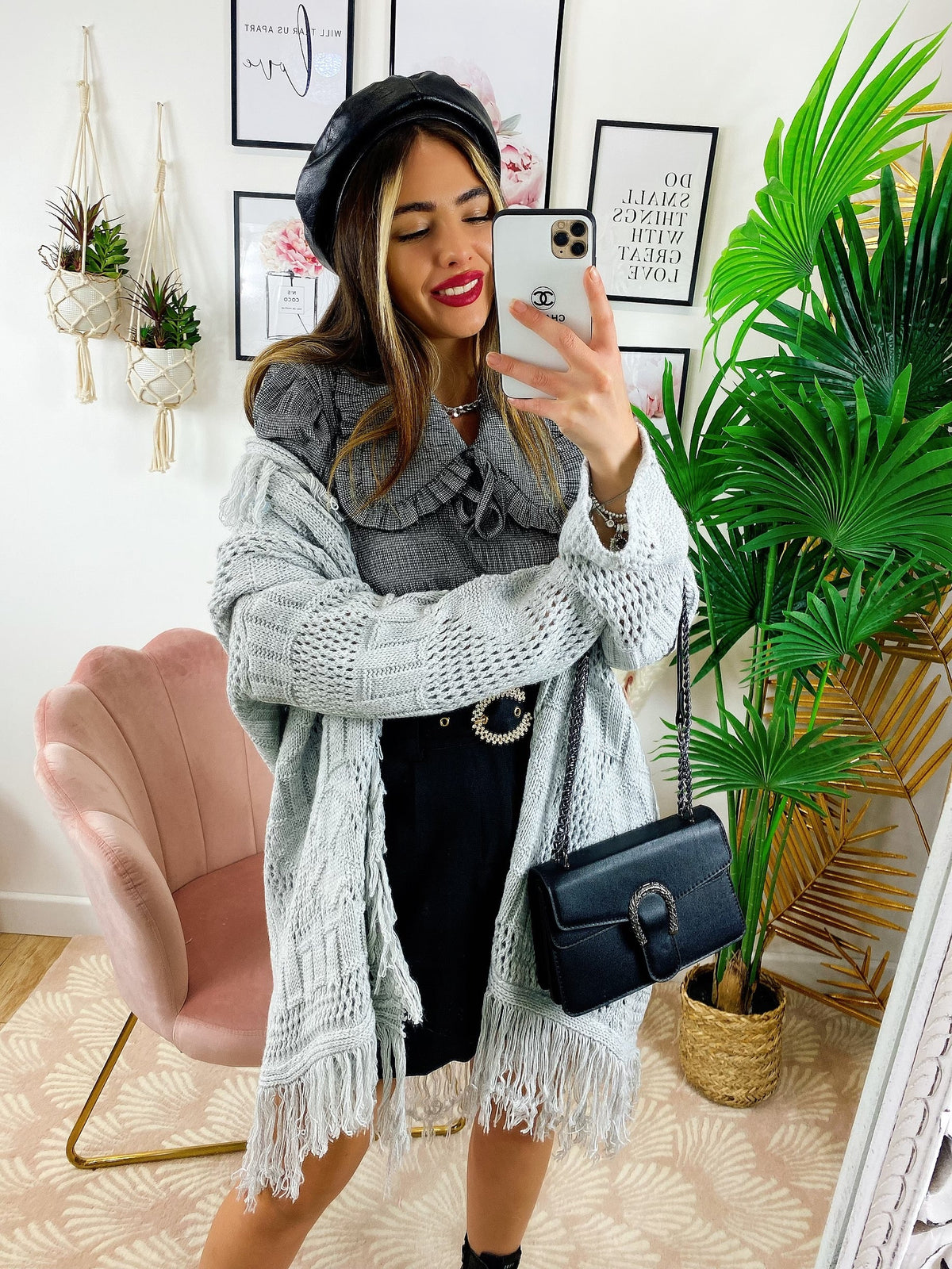 Cardigan sfrangiato ghiaccio
