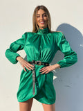 Abito in raso verde smeraldo