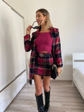 Gonna in tweed Fuxia nero