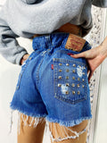 Short Levi’s Vintage bagno scuro con borchie