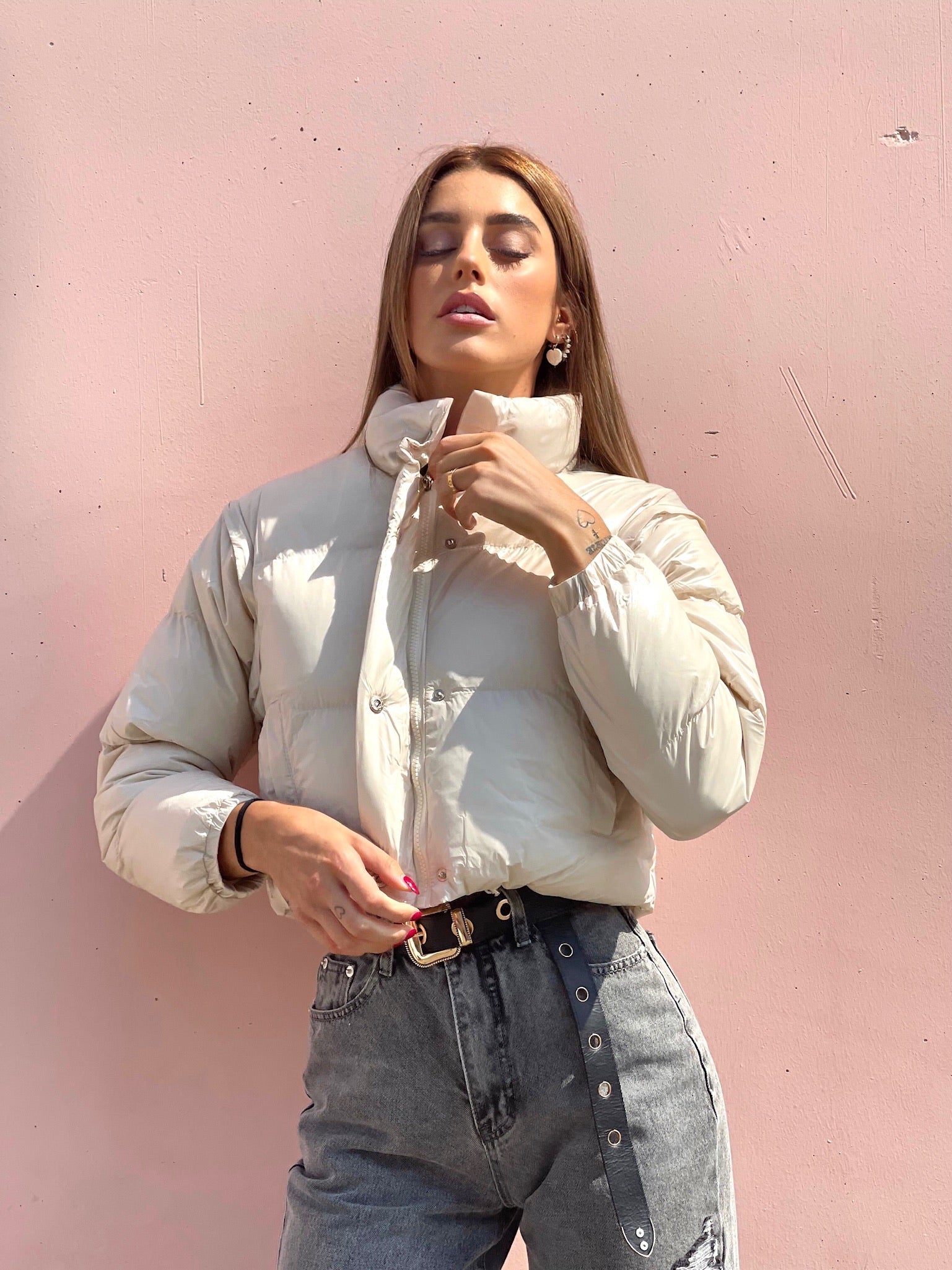 Piumino Crop beige