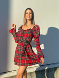Abito scozzese base rosso