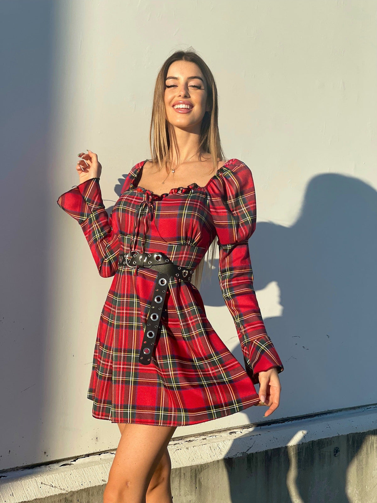 Abito scozzese base rosso