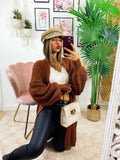 Cardigan lungo camel