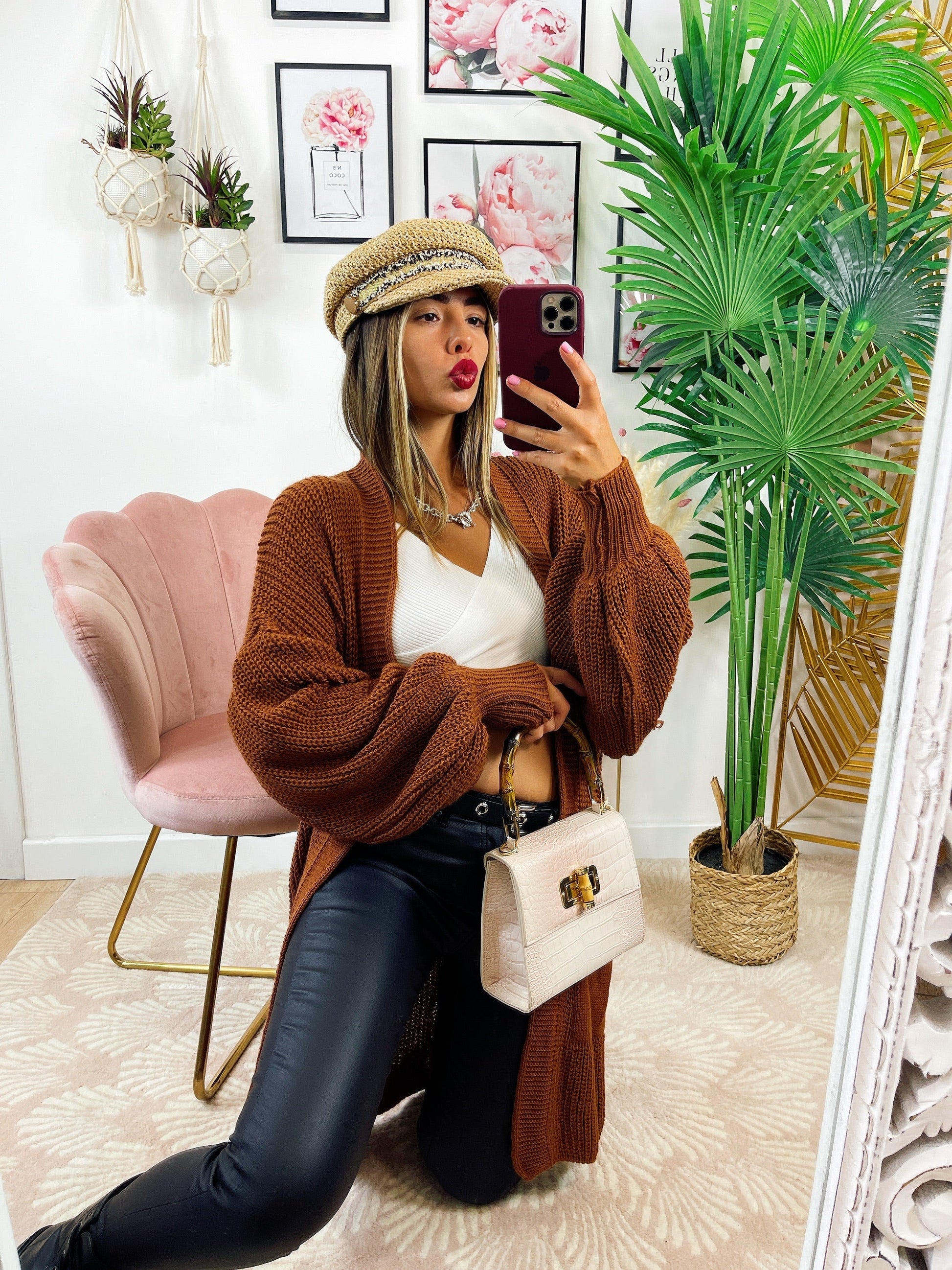 Cardigan lungo camel