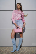 Short in jeans con fiori