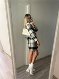 Cappotto check bianco nero