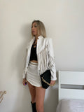 Giacca in ecopelle con frange