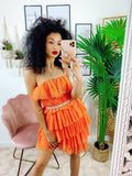 Abito in tulle a balze Venere Arancio
