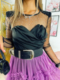 Body con retina di strass nero