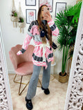 Cardigan con frange e cinta Rosa